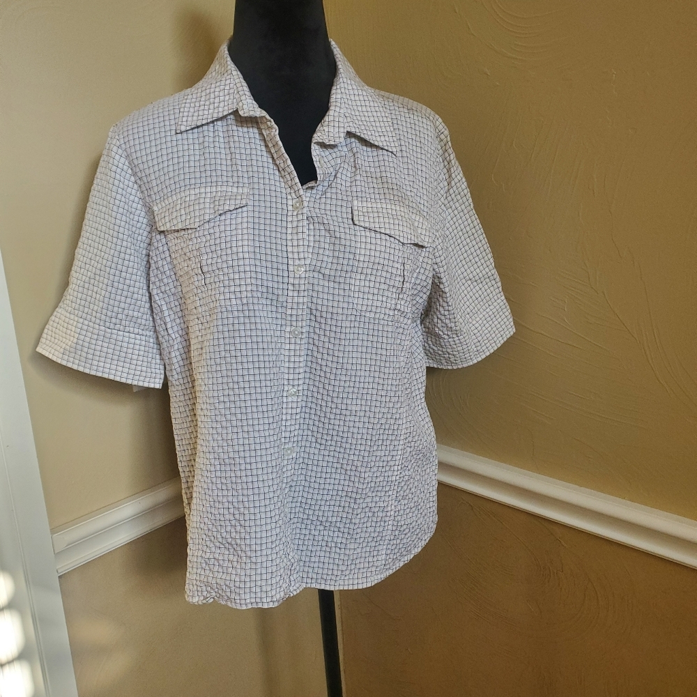 Vintage Button Down White and blue North Crest top